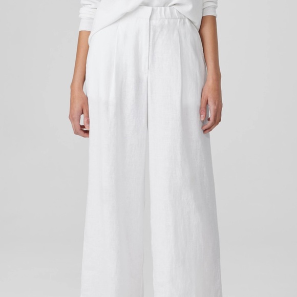 Eileen Fisher Ivory Linen Trousers - Picture 1 of 11